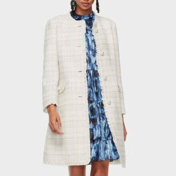 Kate Spade Cream/Ivory/Silver Star Bright Sparkle Tweed Coat Jacket Size 6 NWT - Picture 15 of 16